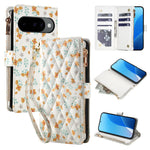 Quilted Floral Crossbody Wallet Case with Shoulder Strap for Google Pixel 10 Series