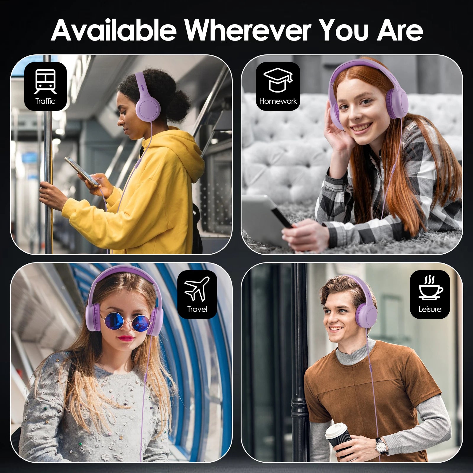 Siindoo 926B-W Wired On-Ear Headphones with Microphone