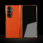 Genuine Leather Case with Raised Camera Protection Ring for Samsung Galaxy Z Fold 7