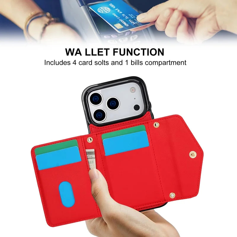 Premium Leather Crossbody Wallet Case for iPhone 17 Series