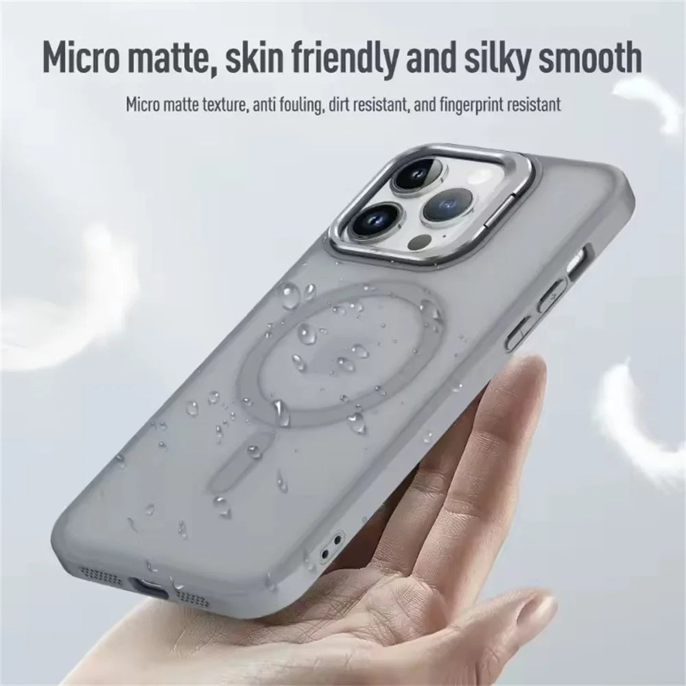 iPhone 16 Series Matte MagSafe Case with Bracket Stand Support