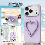 Liquid Silicone Heart-Shaped Kickstand Case with Camera Protection for iPhone 18 Series