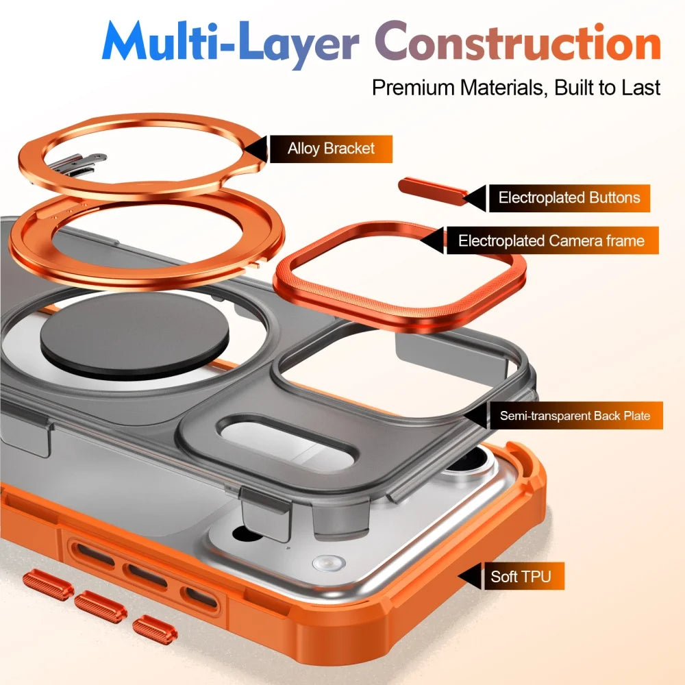 Matte Anti-Drop MagSafe Case with 360° Rotatable Ring Kickstand for iPhone 18 Series