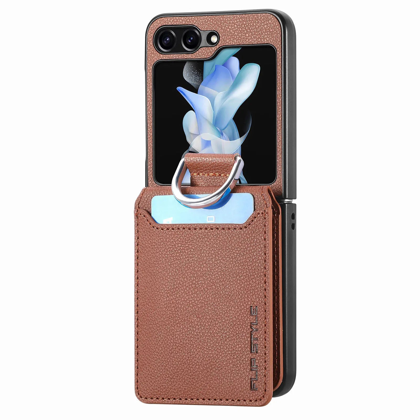 Luxury PU Leather Wallet Case with Ring for Samsung Galaxy Z Flip 5