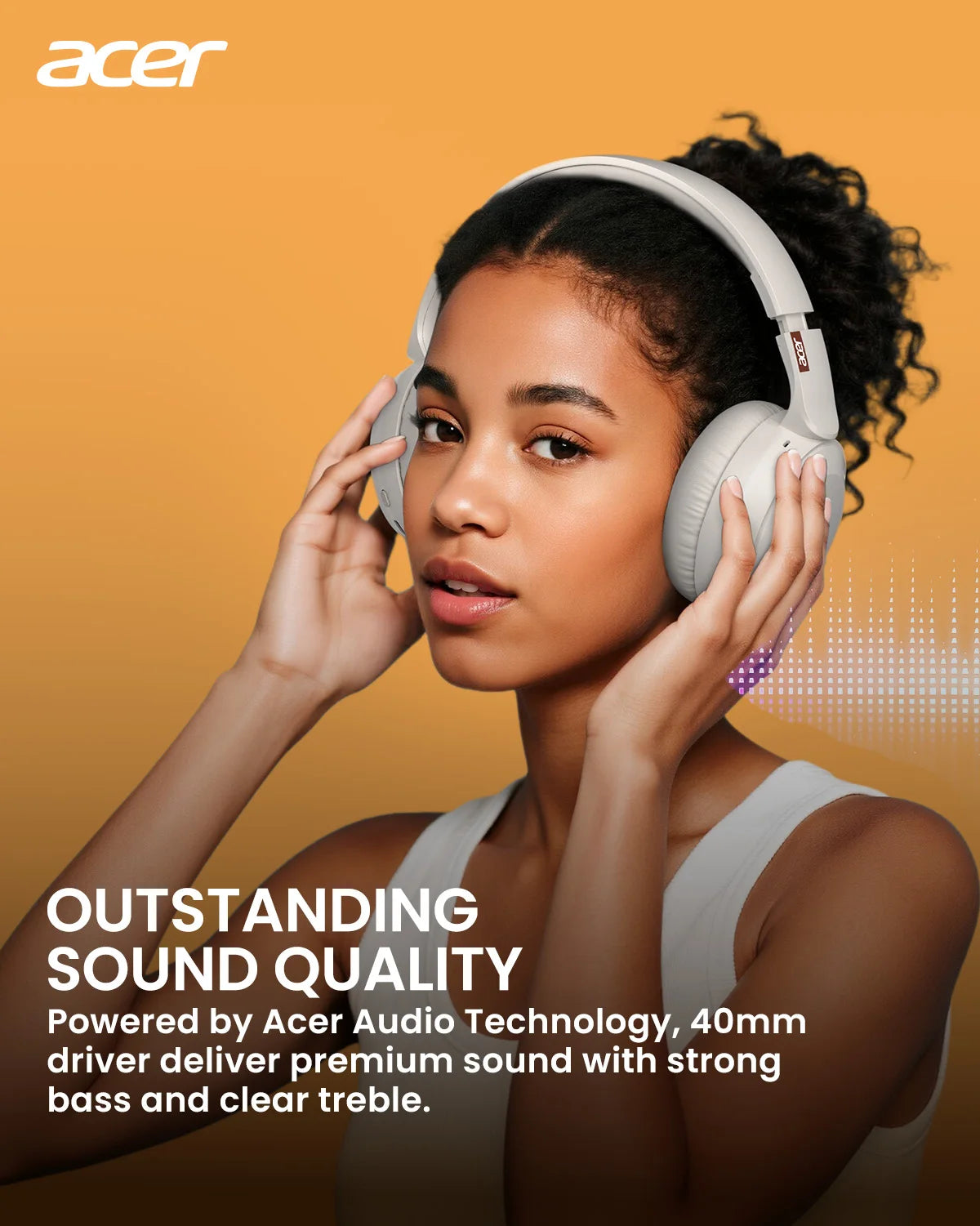 Acer OHR205 HiFi Stereo Wireless  Over-Ear Headphones