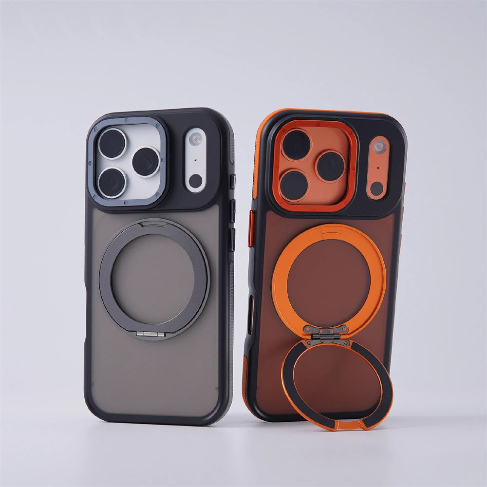 Shockproof MagSafe Case with 360° Rotating Ring Stand for iPhone 18 Series