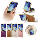 Luxury Leather Case with Rhinestone Ring Holder for Samsung Galaxy Z Flip 7