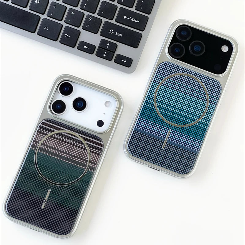 Frosted Carbon Fiber Texture Armor Case with MagSafe for iPhone 17 Series