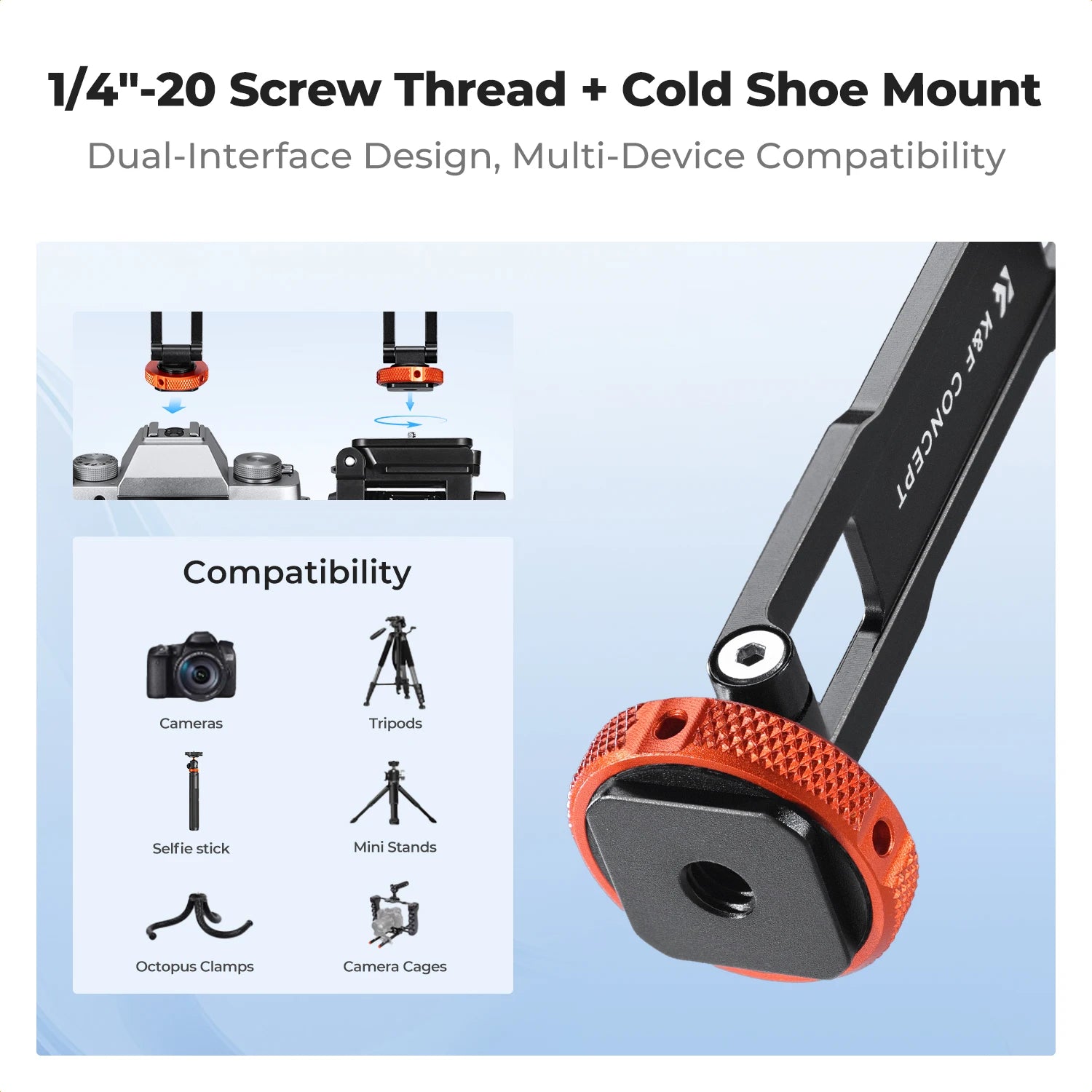 K&F Concept Adjustable Magnetic Phone Mount for Camera Cold Shoe