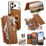 2-in-1 Detachable MagSafe Leather Wallet Case with Ring for iPhone 17 Series