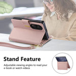 Fashion Leather Wallet Case with Zipper Pocket and Strap for Samsung Galaxy Z Fold 8