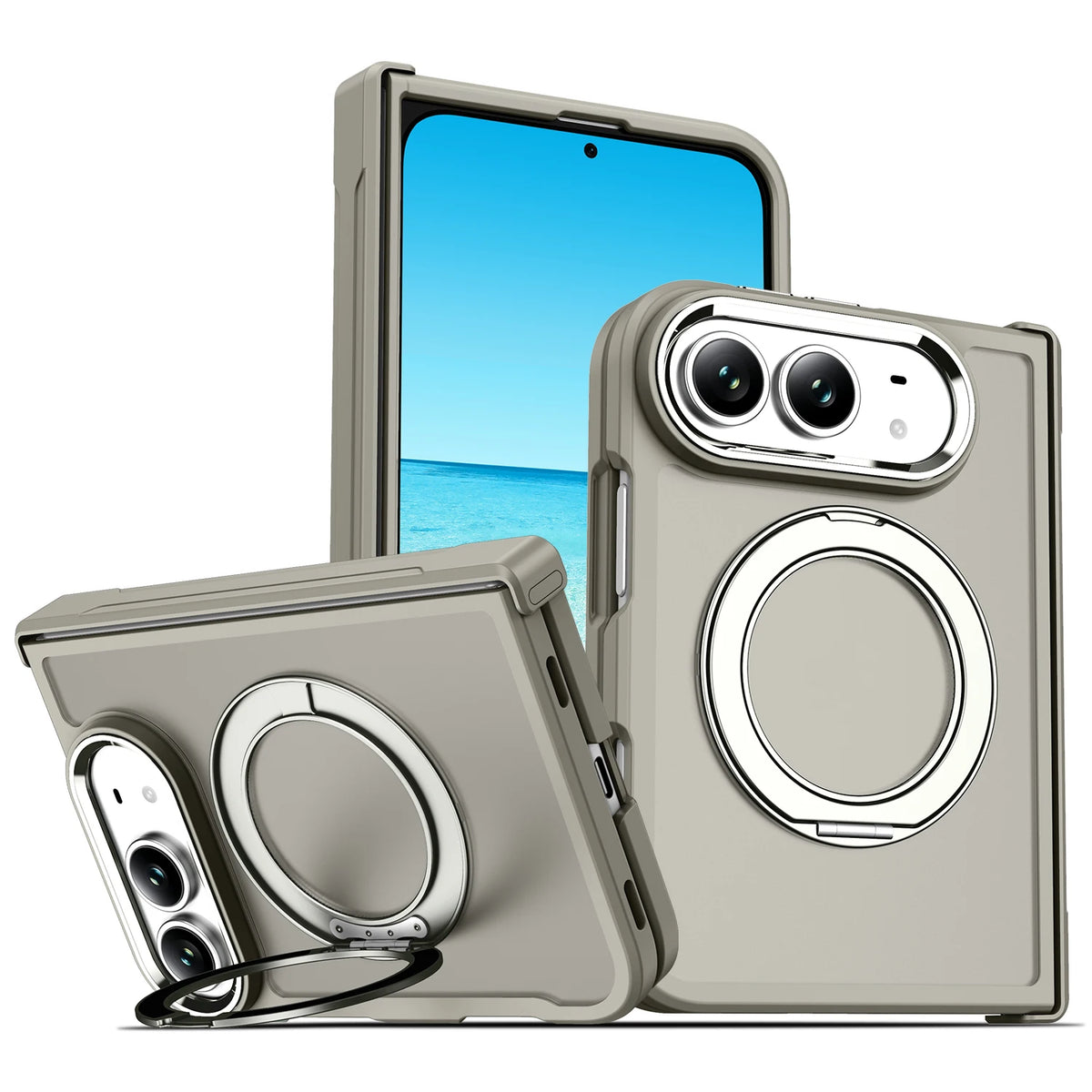 Shockproof MagSafe Case with 360° Rotating Ring Stand for iPhone Duo