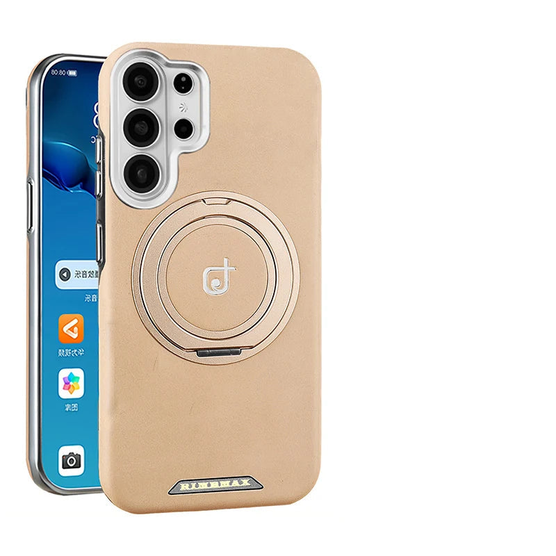 Shockproof Leather Case with 360° Rotating Magnetic Kickstand for Samsung Galaxy S25 Series
