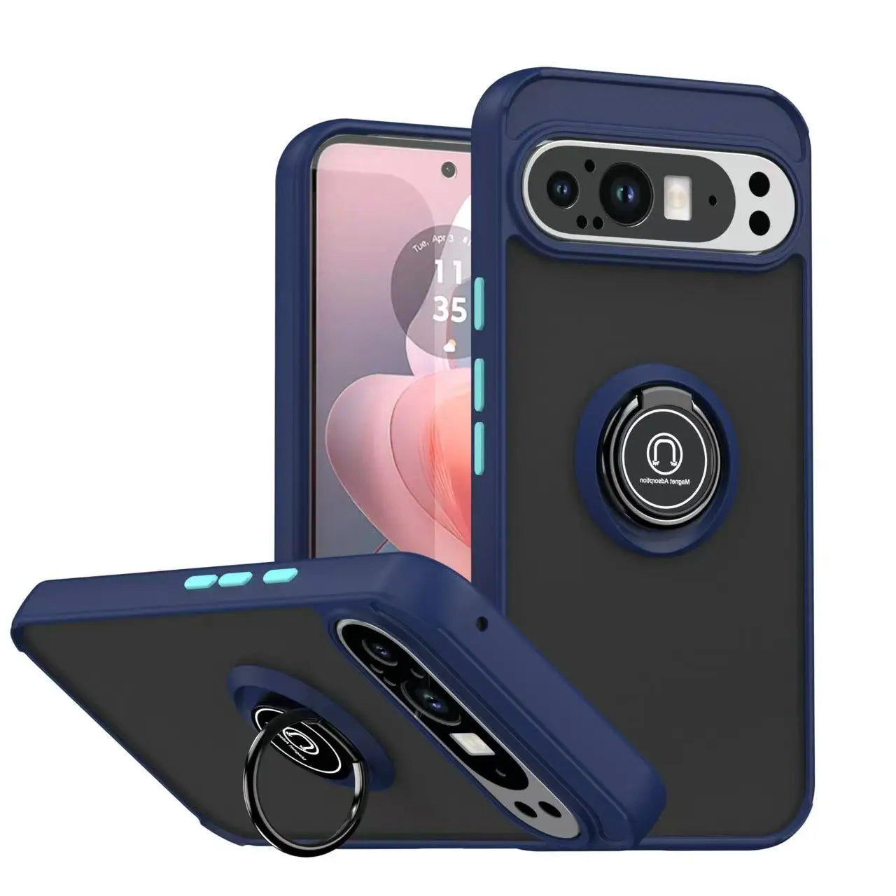 Shockproof Armor Matte Case with Built-in Ring Stand for Google Pixel 10 Series