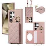 Crossbody Leather Ring Wallet Case with Mirror & Card Holder for Samsung Galaxy S25 Series