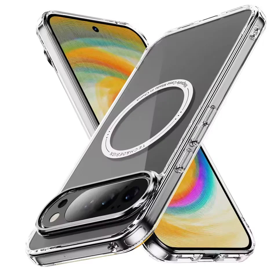 Google Pixel 10 Series Transparent Magnetic Case with Metal Buttons