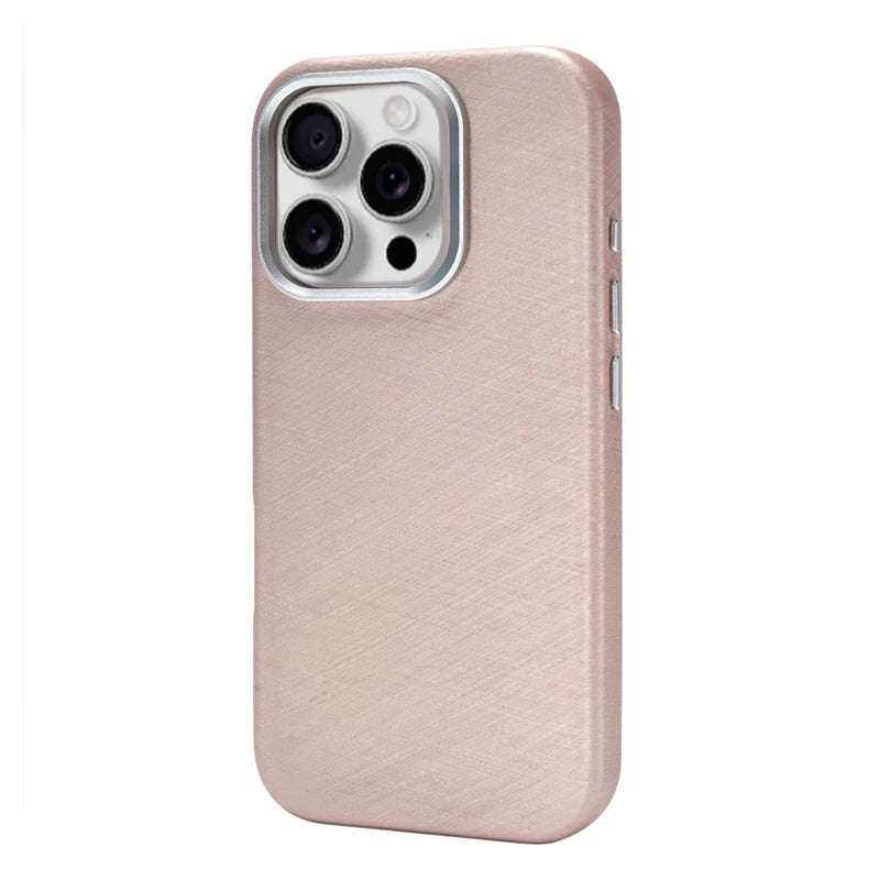 Luxury Silk Leather Texture MagSafe Case for iPhone 16 Series