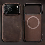 Retro Luxury Genuine Leather MagSafe Case for iPhone 17 Series