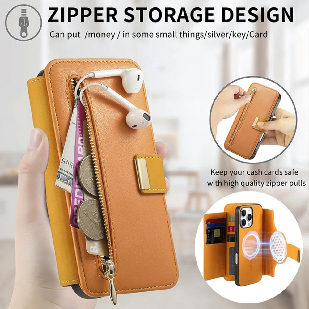 Textured Leather Detachable Wallet Case for iPhone 13 Series