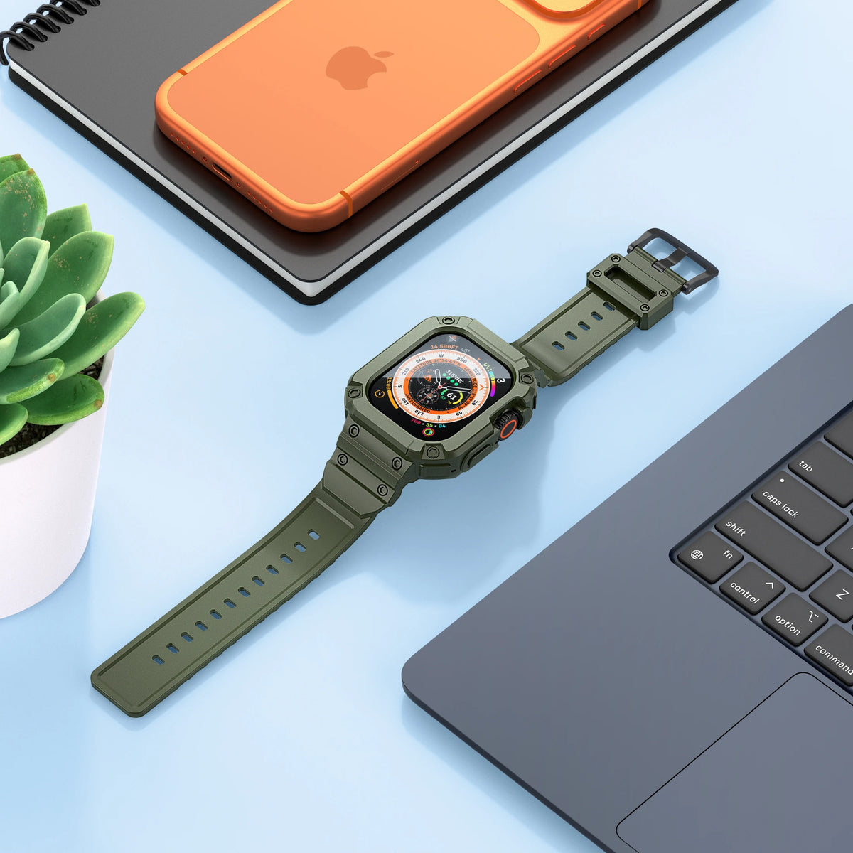 TPU Silicone Protective Case with Raised Bezel for Apple Watch Ultra