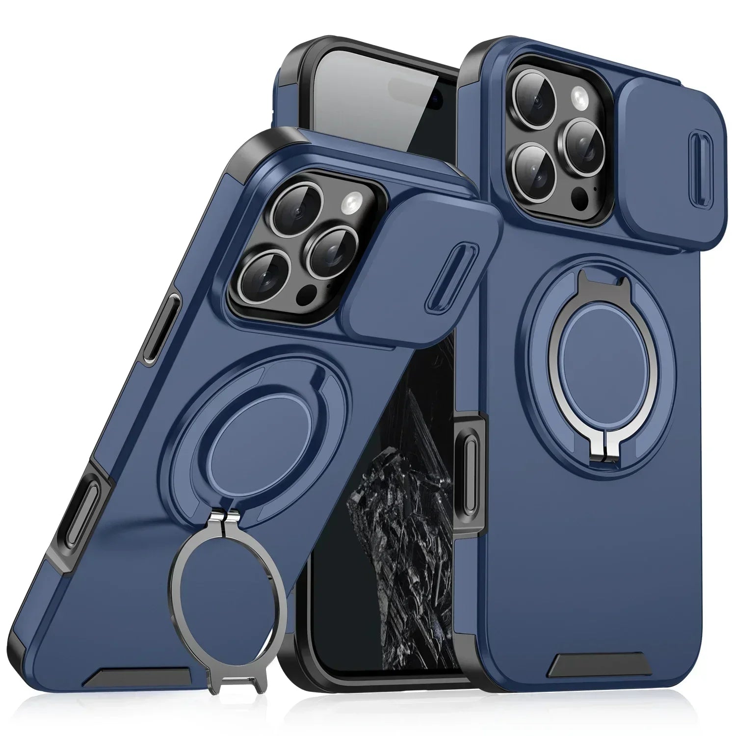 Shockproof Armor Magnetic Case with Slide Camera Protection for iPhone 16 Series