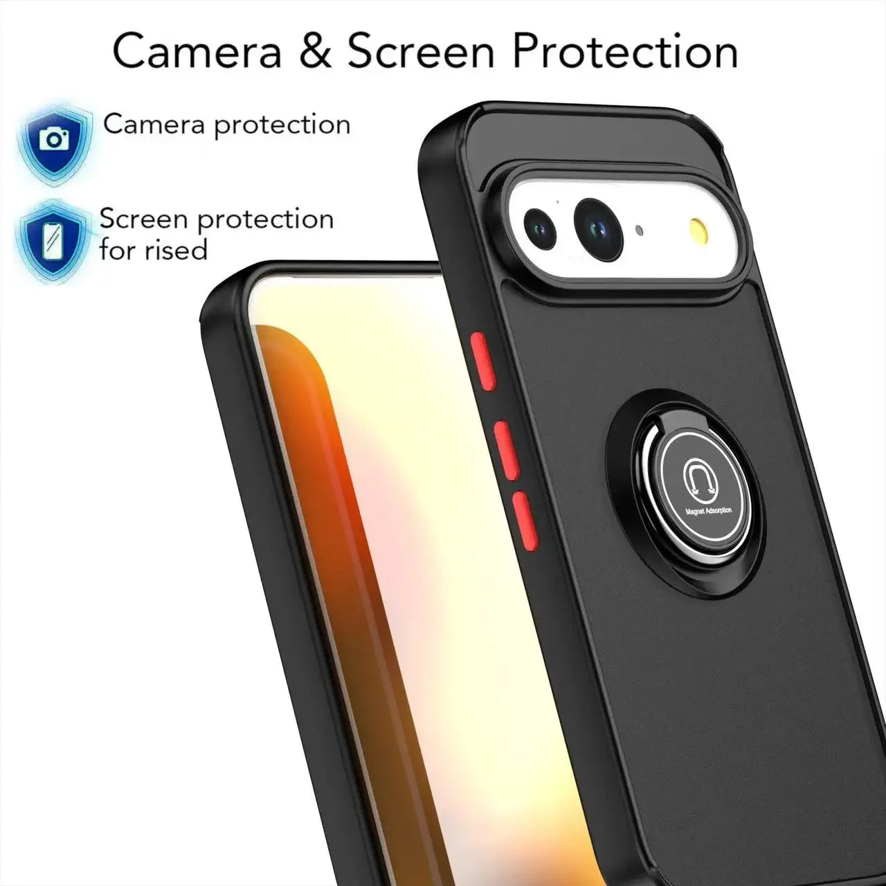 Shockproof Armor Matte Case with Built-in Ring Stand for Google Pixel 9 Series