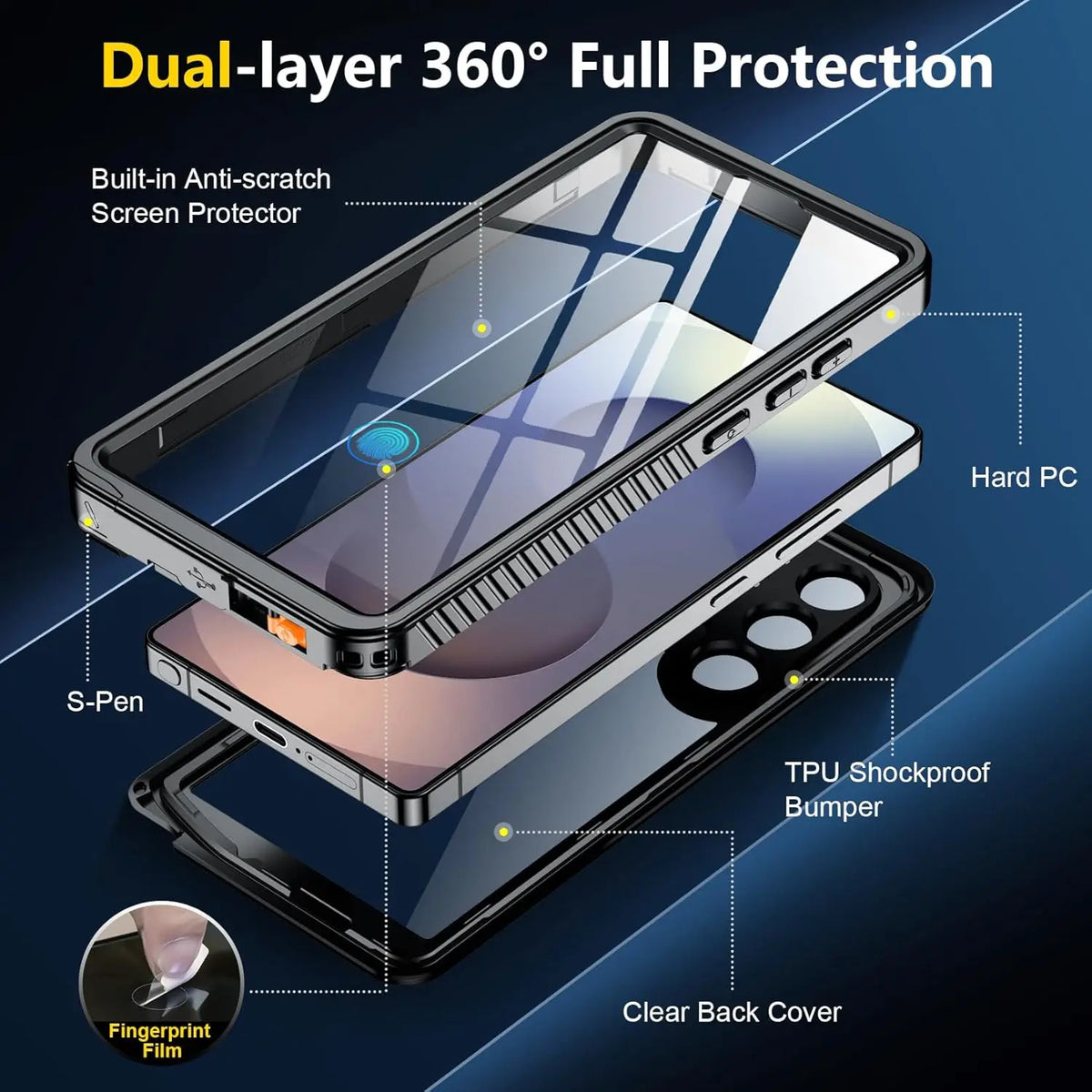 Dual-Layer IP68 Waterproof Case with Raised Camera Lens Guard for Samsung Galaxy S26 Series