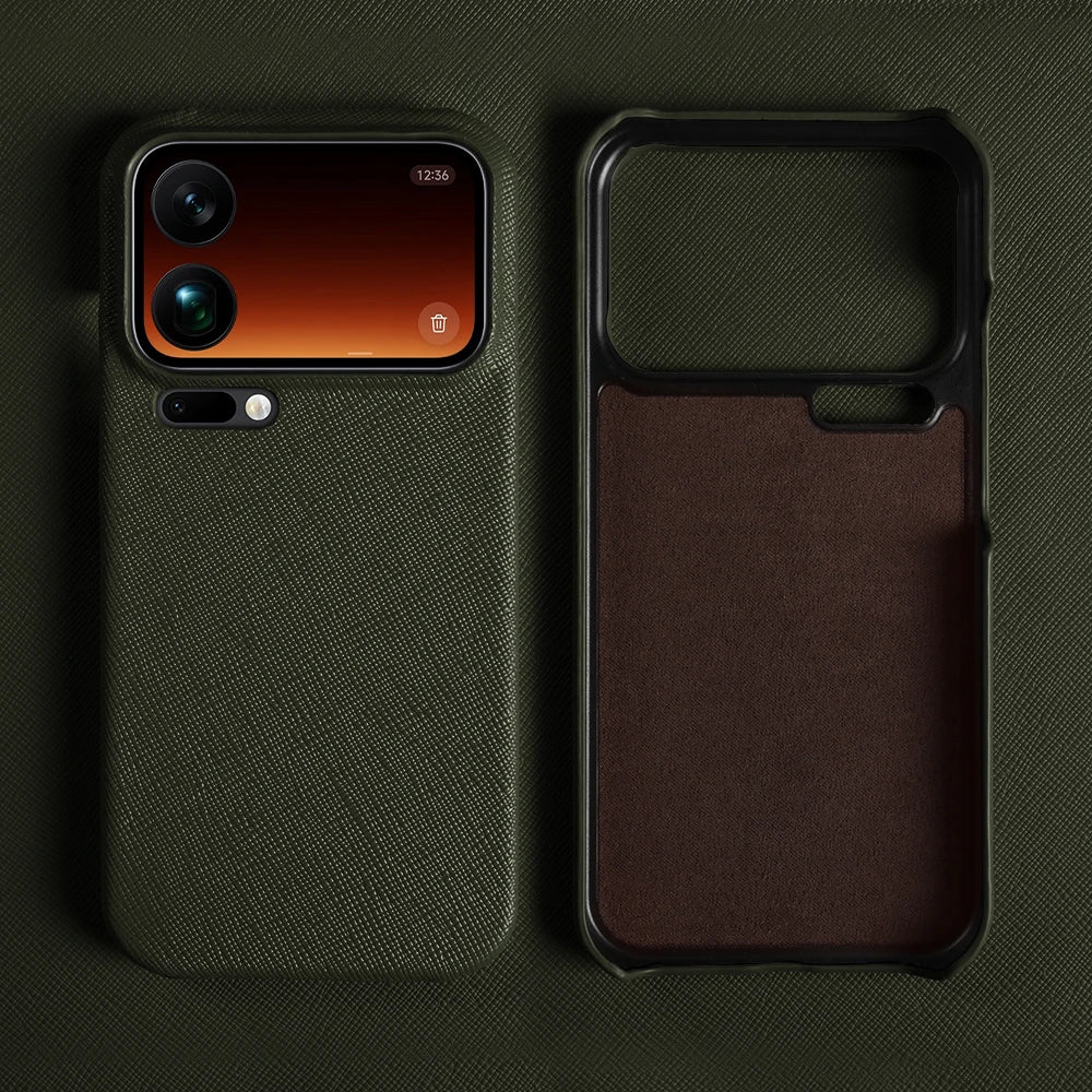 Genuine Leather Case with Raised Camera Protection for Xiaomi 18 Series
