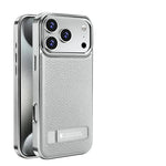 Premium Electroplated Leather Magsafe Case with Foldable Stand for iPhone 17 Series