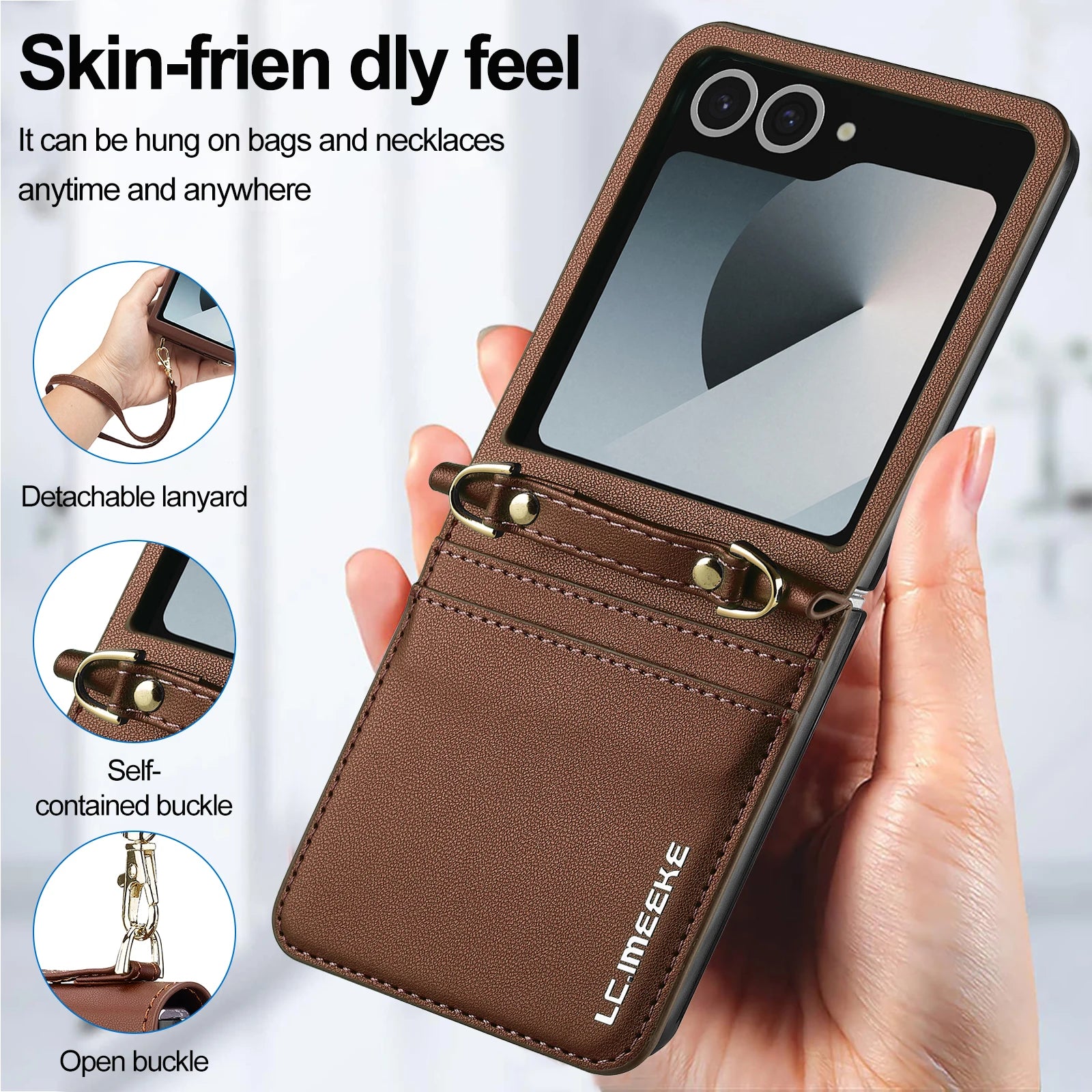 Samsung Galaxy Z Flip 6 Wallet Case with Strap and Card Holder