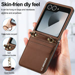 Samsung Galaxy Z Flip 5 Wallet Case with Strap and Card Holder