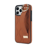 Shockproof Leather Phone Case with Wrist Strap & Ring for iPhone 15 Series