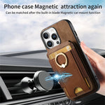 iPhone 16 Series PU Leather Case with MagSafe Support and Removable Card Holder