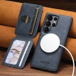 Magnetic Leather Case with Detachable Card Holder for Samsung Galaxy S25 Ultra