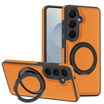 Samsung Galaxy S26 Series Leather Case with Rotating Ring Bracket
