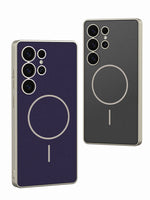 Samsung Galaxy S25 Ultra Magnetic Leather Phone Case with Lens Protection