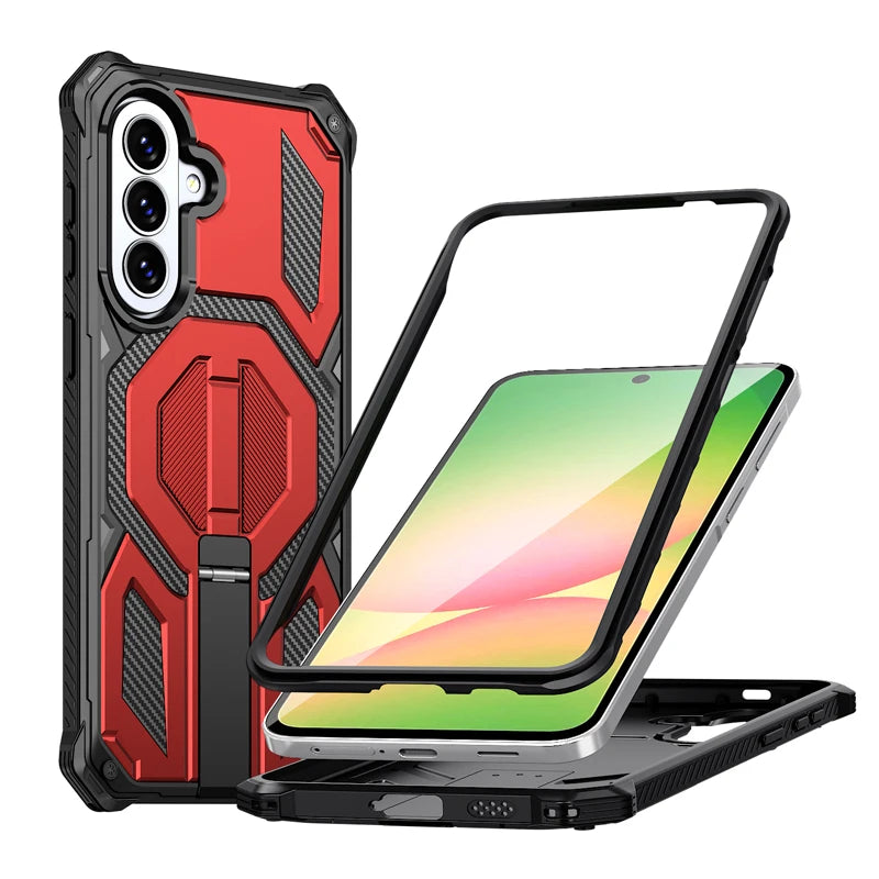 Shockproof PC+TPU Kickstand Case with Magnetic Ring for Samsung Galaxy A17