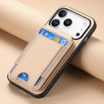Carbon Fiber Design Vertical Flip Phone Holder Wallet Case for iPhone 17 Series