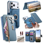 2-in-1 Detachable MagSafe Leather Wallet Case with Ring for iPhone 17 Series
