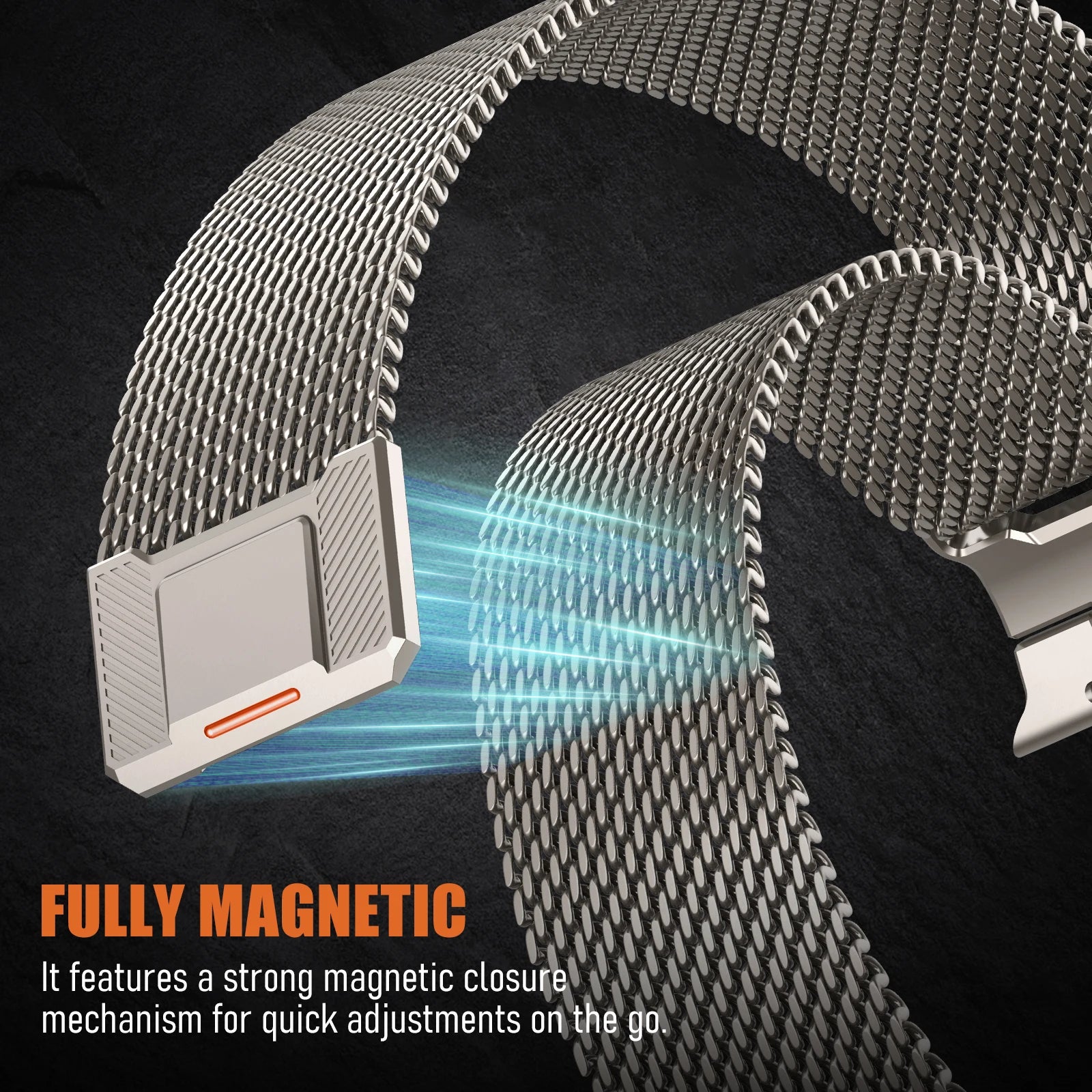 Elegant Mechanical Milanese Loop Strap with Apple Watch