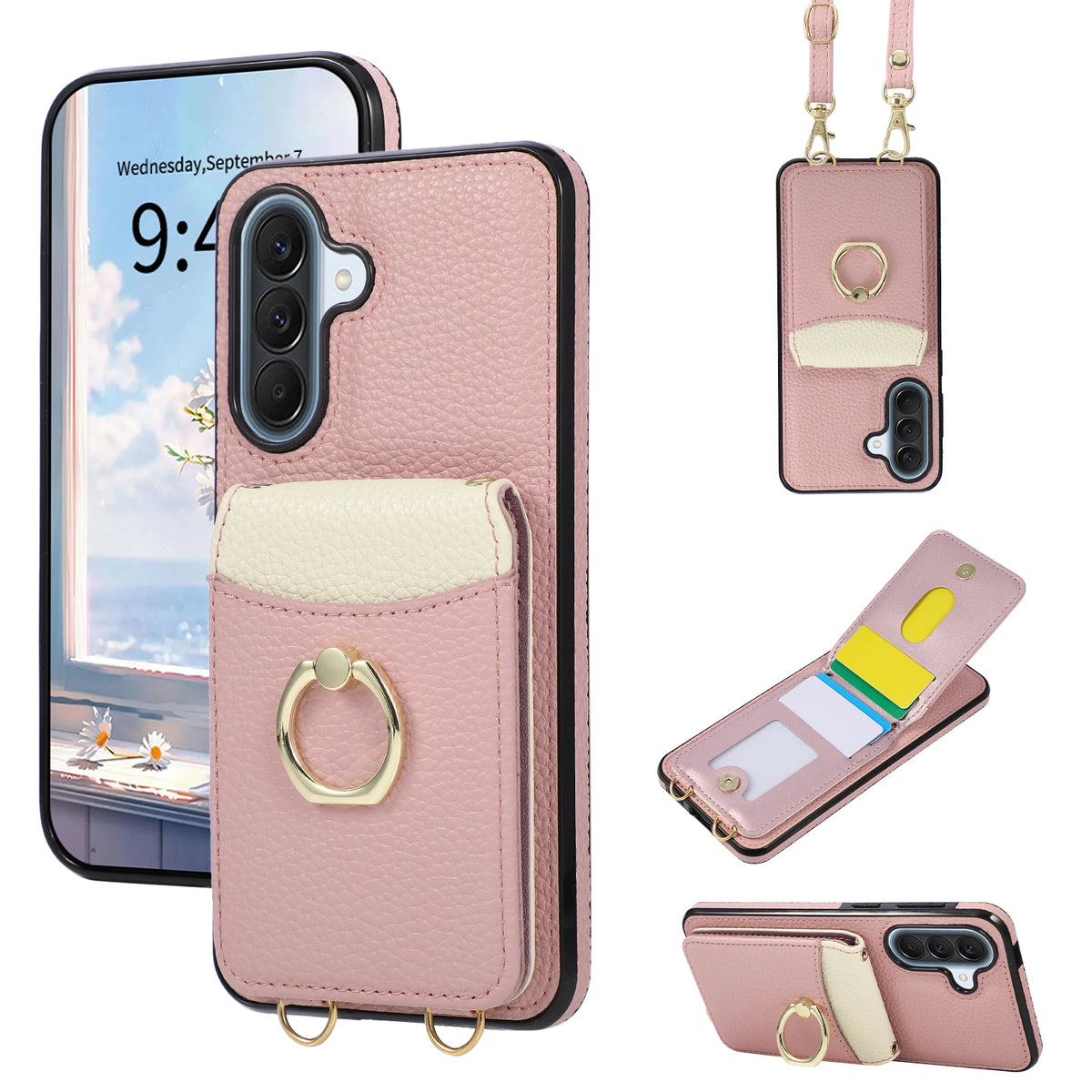 Detachable Dual Lanyard Leather Crossbody Case for Samsung Galaxy A17