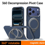 Protective Carbon Fiber Style MagSafe Case with Rotating Bracket for iPhone 17 Series