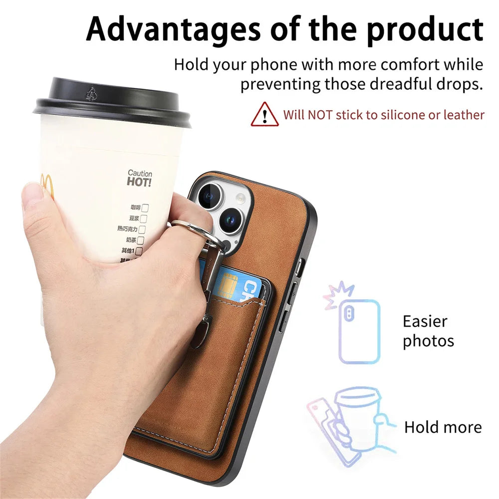 Detachable Magsafe Leather Wallet Case for iPhone 16 Series