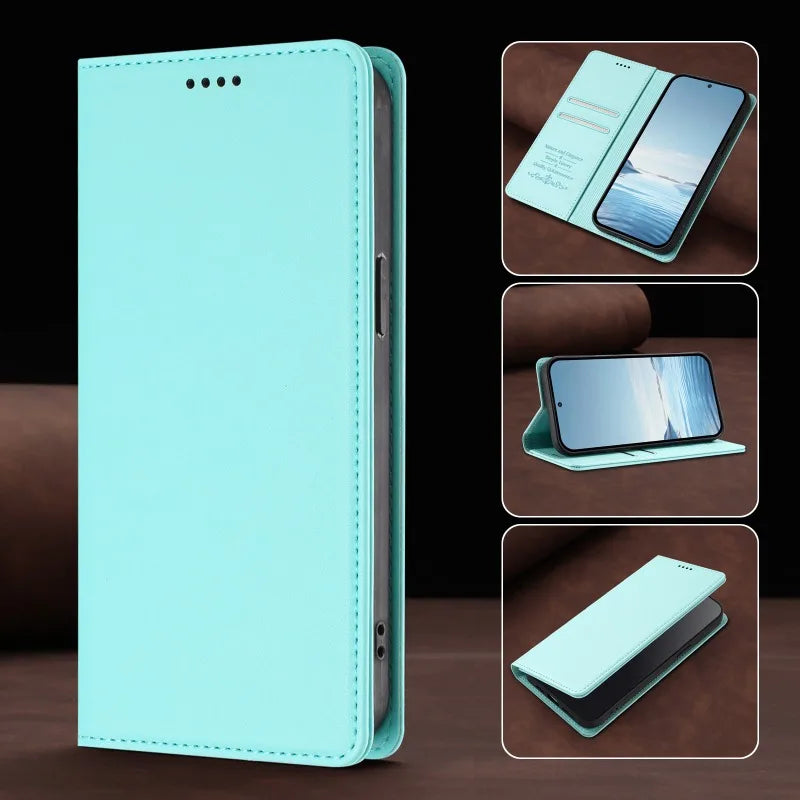 Samsung Galaxy S26 Series Leather Wallet Cover with Magnetic Closure