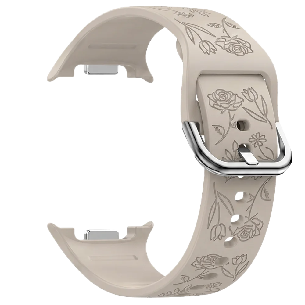 Floral Engraved Silicone Strap for Samsung Galaxy Watch 8 & Galaxy Watch 8 Classic