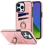 Shockproof Retro PU Leather Case with Ring & Card Slots for iPhone 16 Series