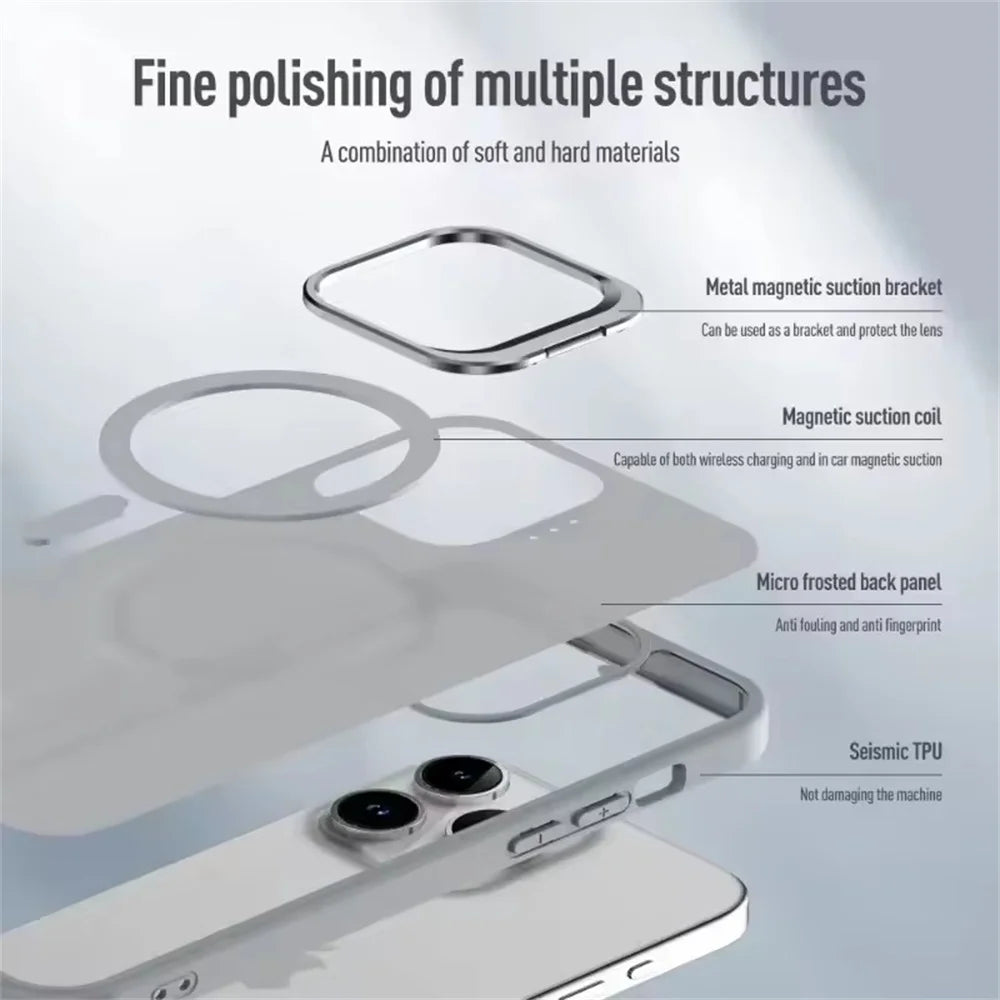 iPhone 16 Series Matte MagSafe Case with Bracket Stand Support