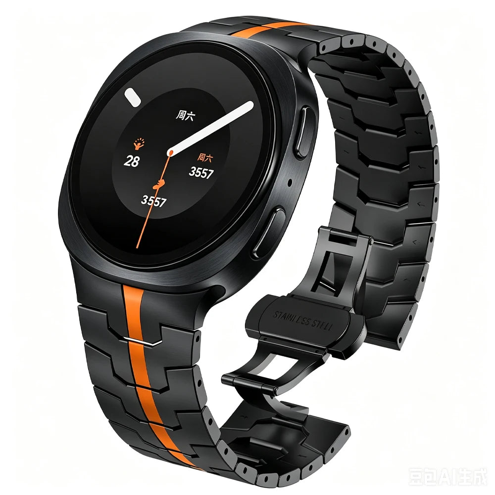 Metal Bracelet Strap with Butterfly Folding Clasp for Samsung Galaxy Watch 9