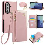 Crossbody Leather Wallet Case with Zipper Card Holder for Samsung Galaxy Z Fold 8 Ultra