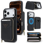 Shockproof Leather MagSafe Case with Detachable Zipper Wallet for iPhone 17 Serie